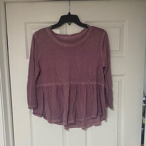 Arizona Jean Company Mauve Peplum Long Sleeve Top